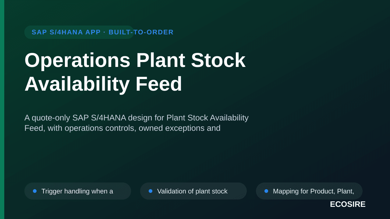 Operations Plant Stock Availability Feed — A quote-only SAP S/4HANA design for Plant Stock Availability Feed, with operations — 1/3