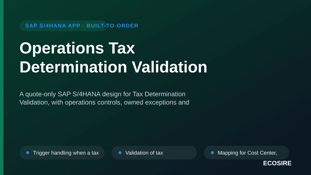 Operations Tax Determination Validation