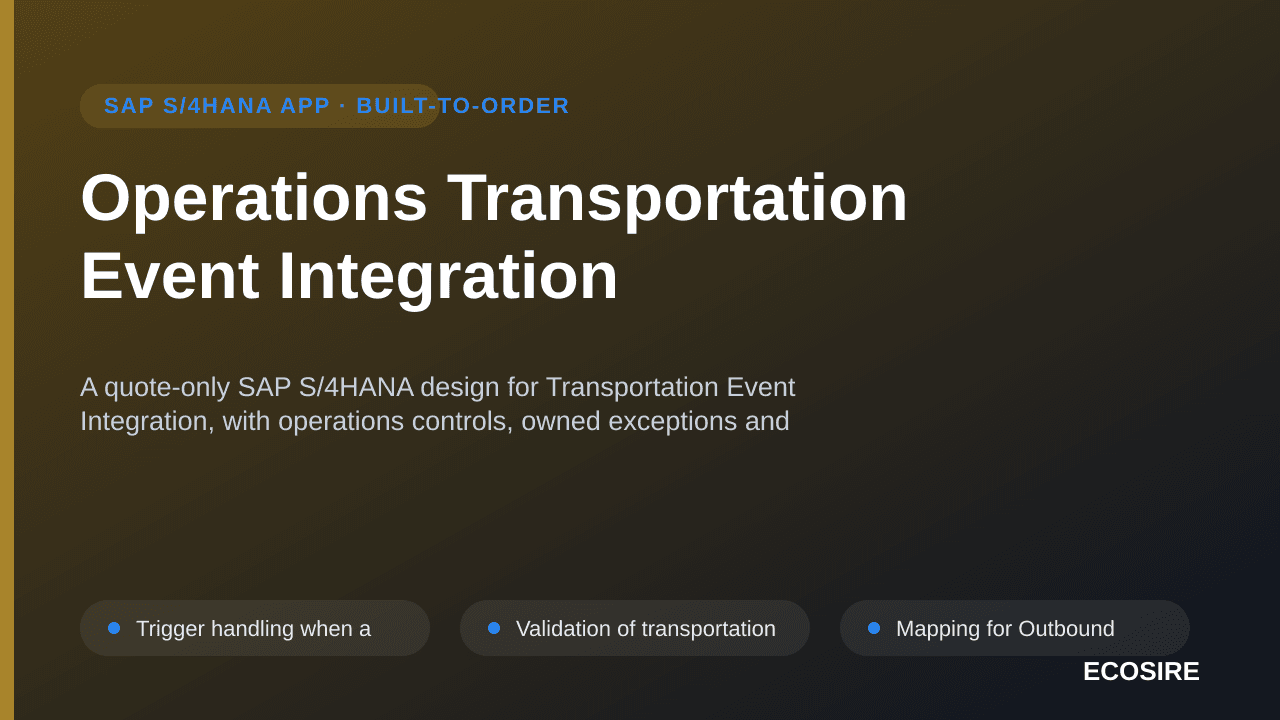 Operations Transportation Event Integration