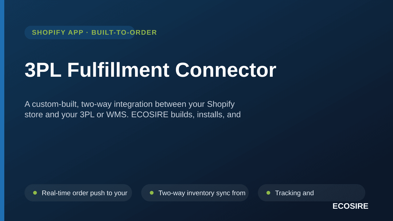 3PL Fulfillment Connector — A custom-built, two-way integration between your Shopify store and your 3PL or WMS