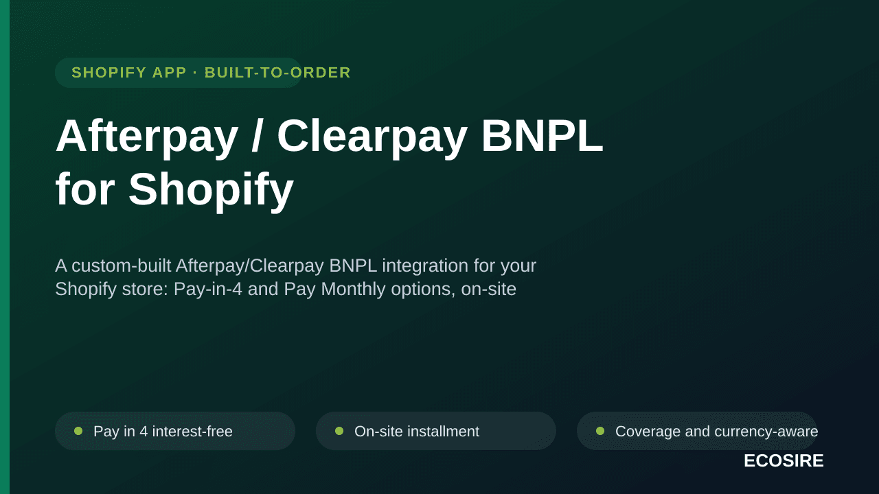 Afterpay / Clearpay BNPL for Shopify