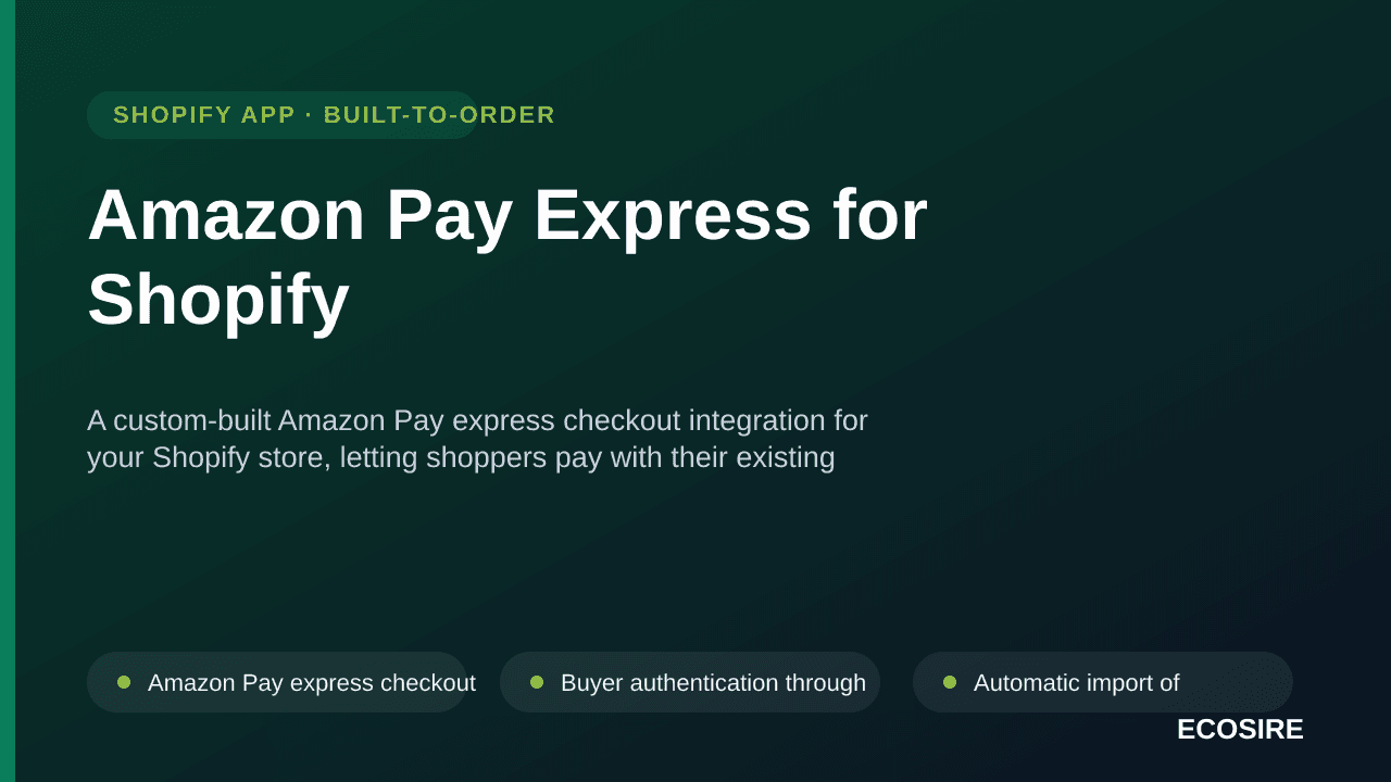 Amazon Pay Express for Shopify — A custom-built Amazon Pay express checkout integration for your Shopify store, letting shopp — Image 1 of 3