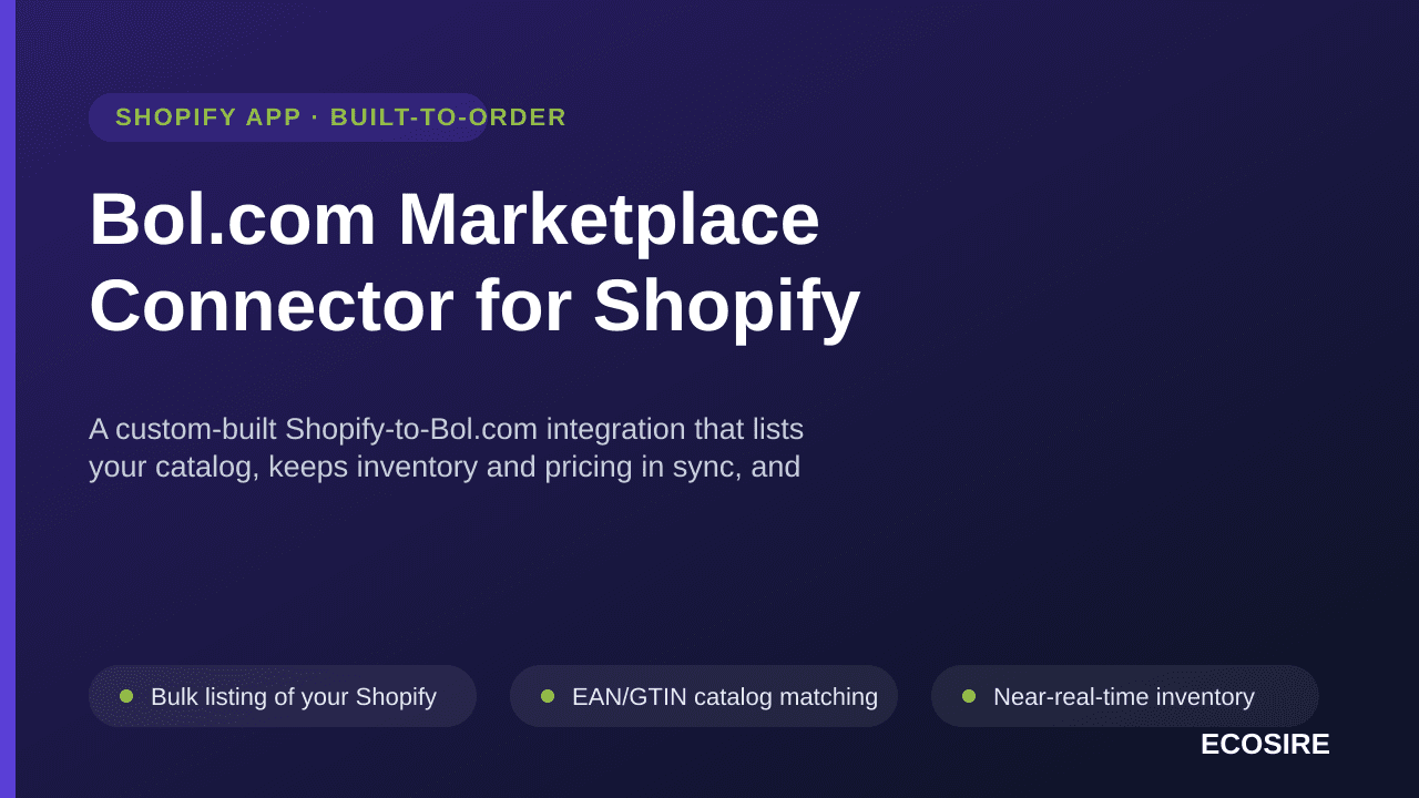 Bol.com Marketplace Connector for Shopify — A custom-built Shopify-to-Bol