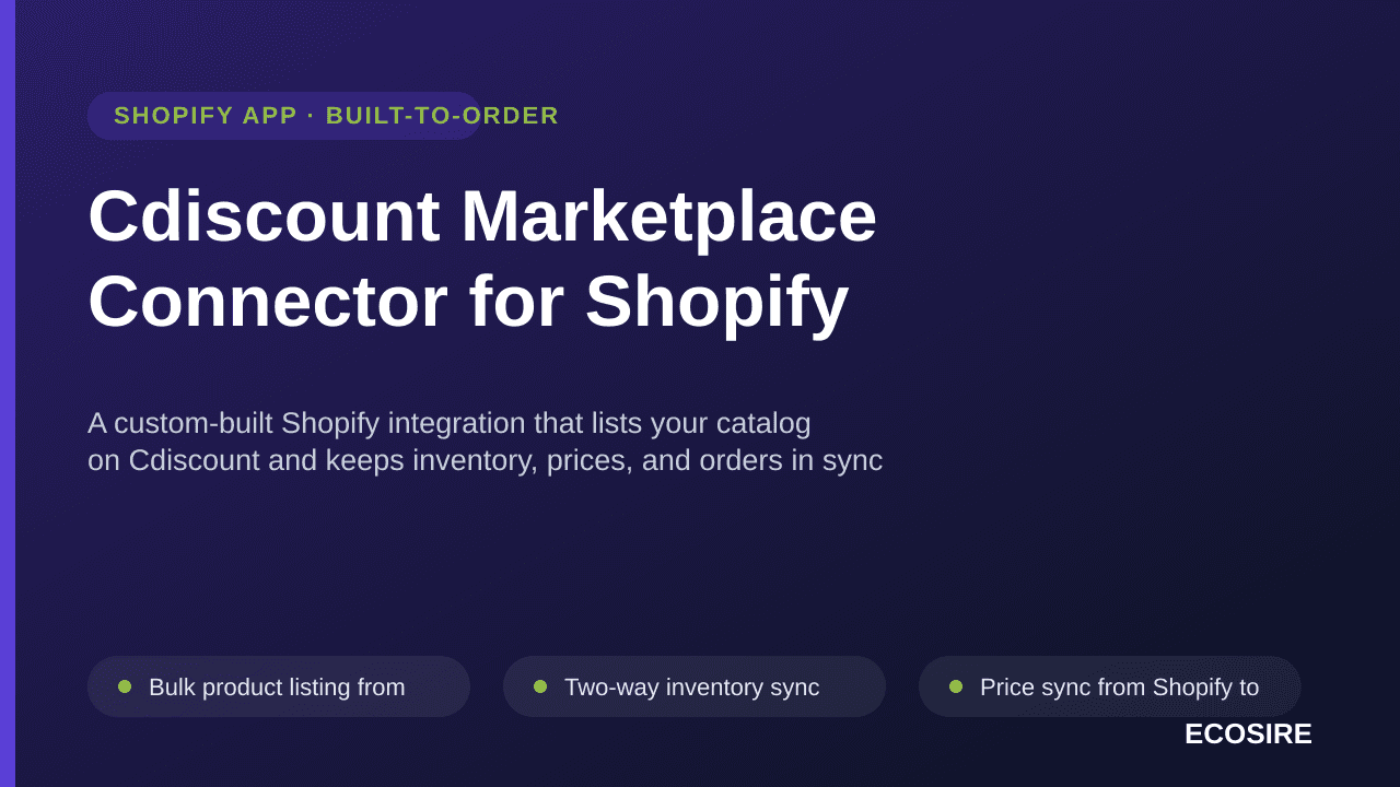 Cdiscount Marketplace Connector for Shopify