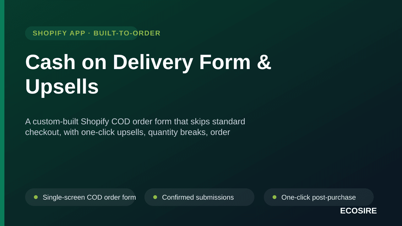 Cash on Delivery Form & Upsells — A custom-built Shopify COD order form that skips standard checkout, with one-click upsells, — Image 1 of 3