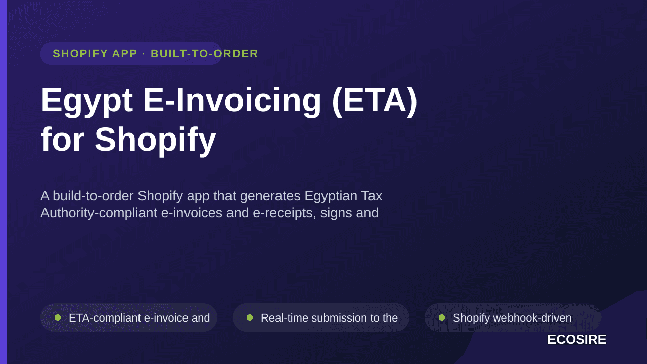 Egypt E-Invoicing (ETA) for Shopify