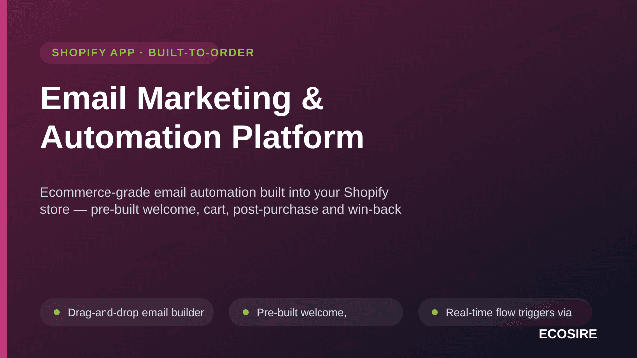 Email Marketing & Automation Platform — Ecommerce-grade email automation built into your Shopify store — pre-built welcome, c — Image 1 of 3