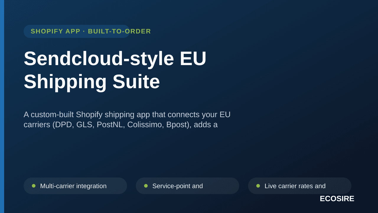 Sendcloud-style EU Shipping Suite — A custom-built Shopify shipping app that connects your EU carriers (DPD, GLS, PostNL, Col — Image 1 of 3