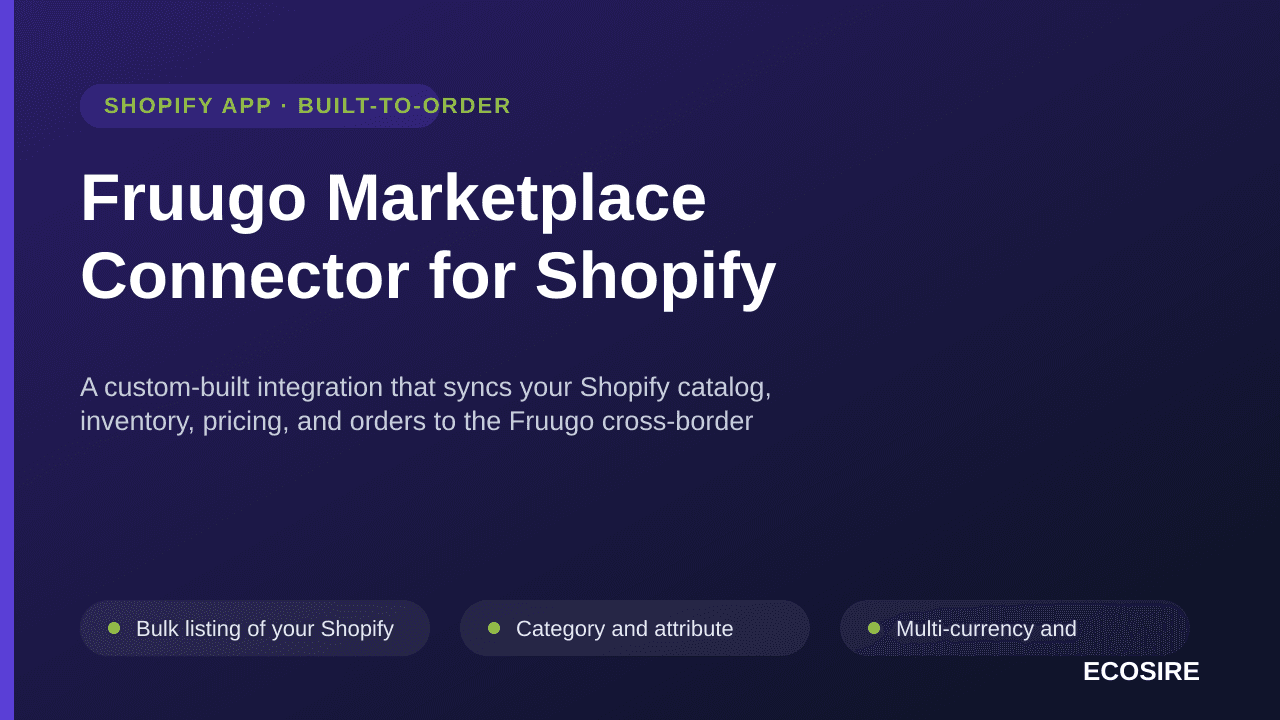 Fruugo Marketplace Connector for Shopify — A custom-built integration that syncs your Shopify catalog, inventory, pricing, an — Image 1 of 3
