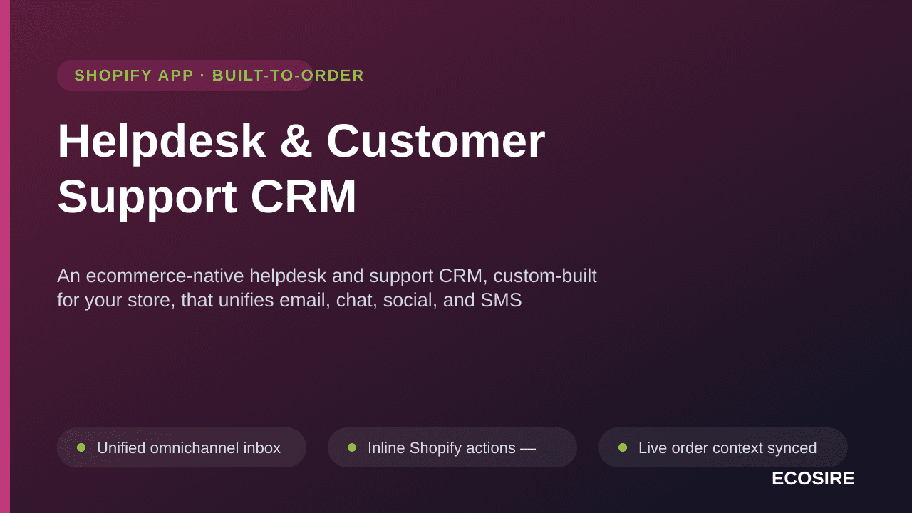 Helpdesk & Customer Support CRM — An ecommerce-native helpdesk and support CRM, custom-built for your store, that unifies ema — Image 1 of 3
