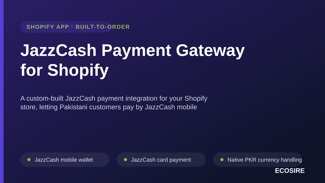 JazzCash Payment Gateway for Shopify