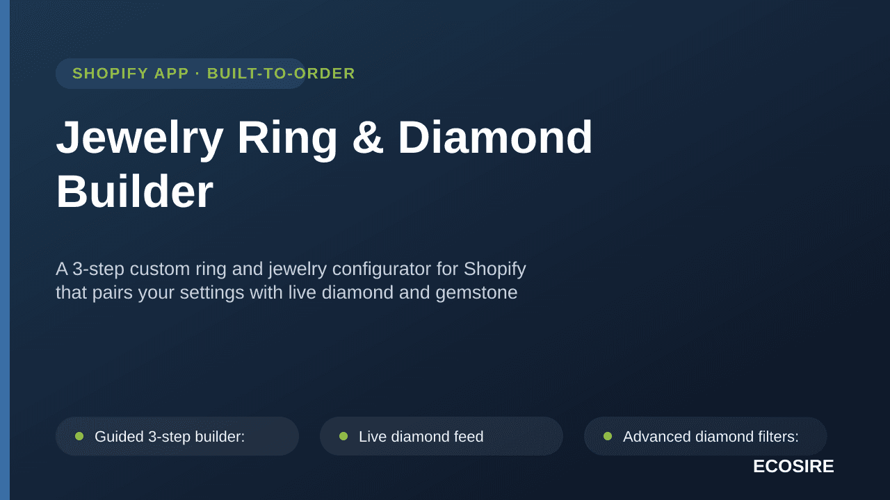 Jewelry Ring & Diamond Builder — A 3-step custom ring and jewelry configurator for Shopify that pairs your settings with live — Image 1 of 3