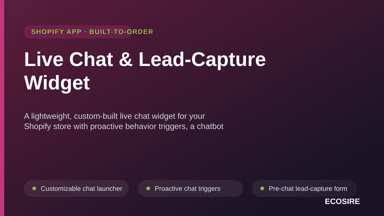 Live Chat & Lead-Capture Widget — A lightweight, custom-built live chat widget for your Shopify store with proactive behavior — Image 1 of 3