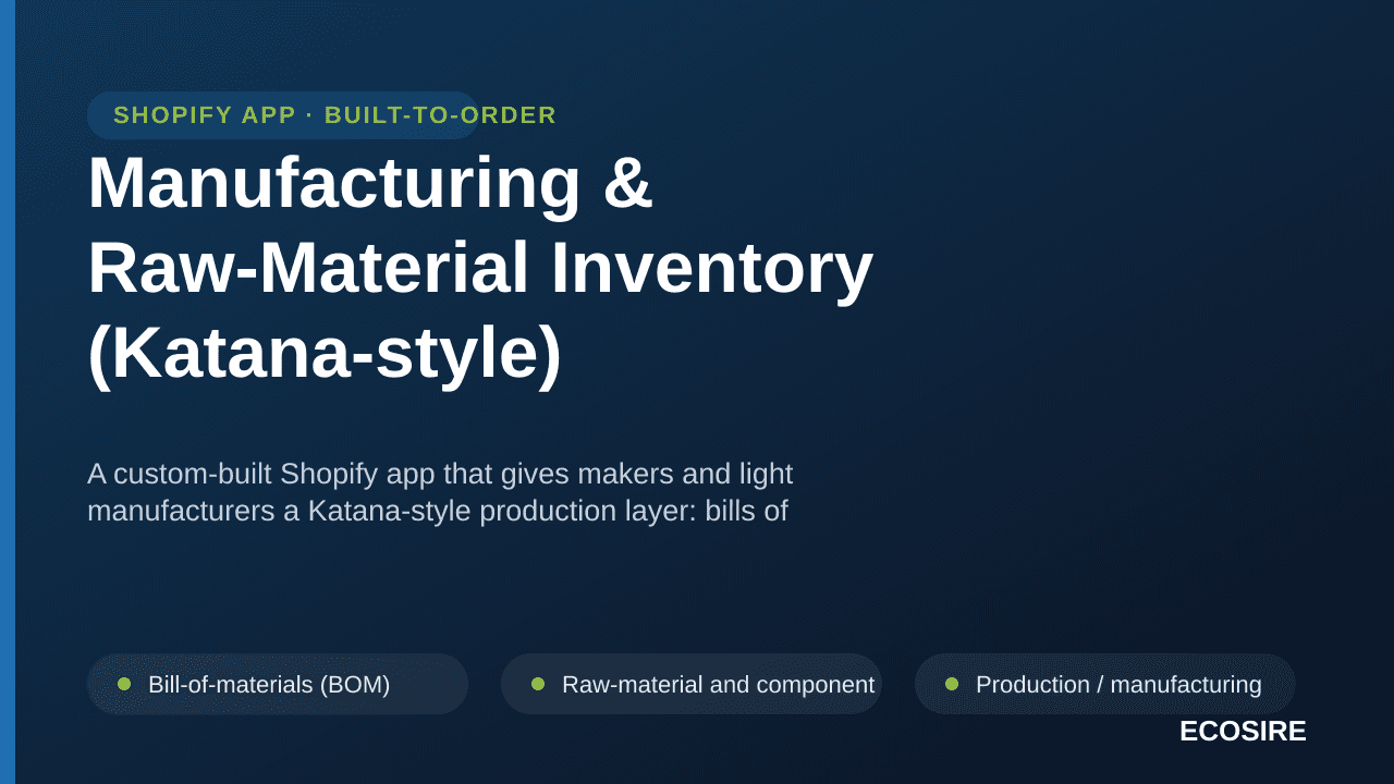 Manufacturing & Raw-Material Inventory (Katana-style) — A custom-built Shopify app that gives makers and light manufacturers  — Image 1 of 3