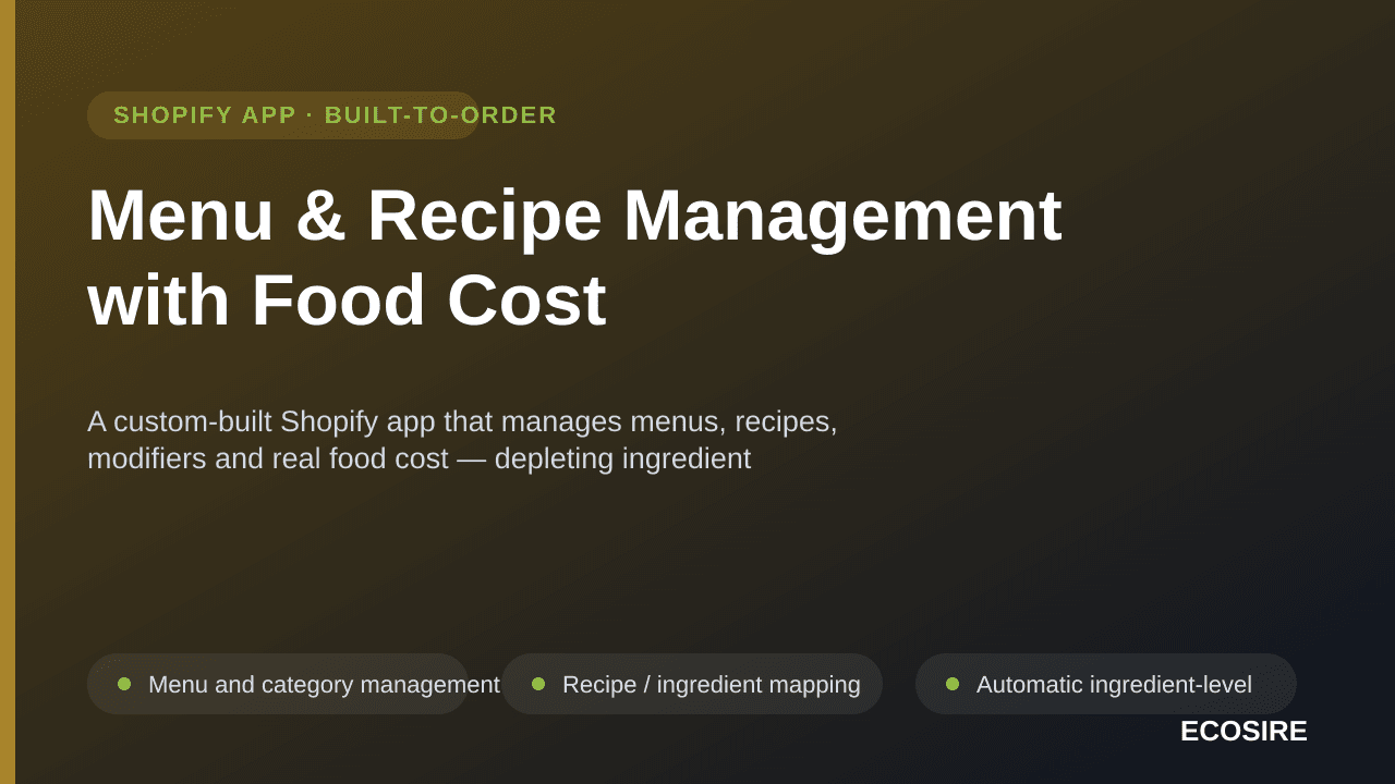 Menu & Recipe Management with Food Cost