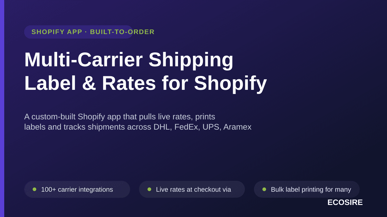 Multi-Carrier Shipping Label & Rates for Shopify — A custom-built Shopify app that pulls live rates, prints labels and tracks — Image 1 of 3