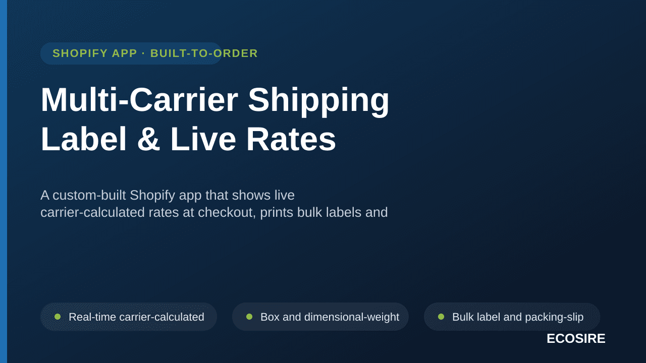 Multi-Carrier Shipping Label & Live Rates — A custom-built Shopify app that shows live carrier-calculated rates at checkout,  — Image 1 of 3