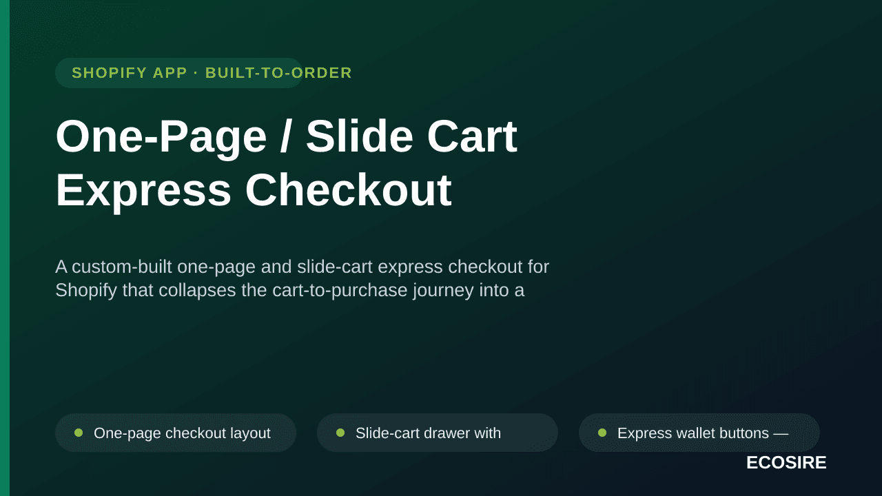 One-Page / Slide Cart Express Checkout — A custom-built one-page and slide-cart express checkout for Shopify that collapses t — Image 1 of 3