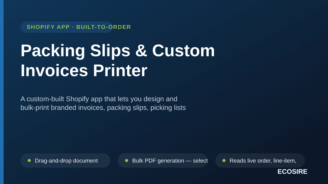 Packing Slips & Custom Invoices Printer — A custom-built Shopify app that lets you design and bulk-print branded invoices, pa — Image 1 of 3