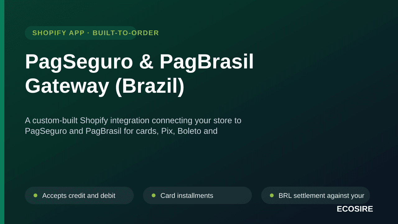 PagSeguro & PagBrasil Gateway (Brazil) — A custom-built Shopify integration connecting your store to PagSeguro and PagBrasil  — Image 1 of 3