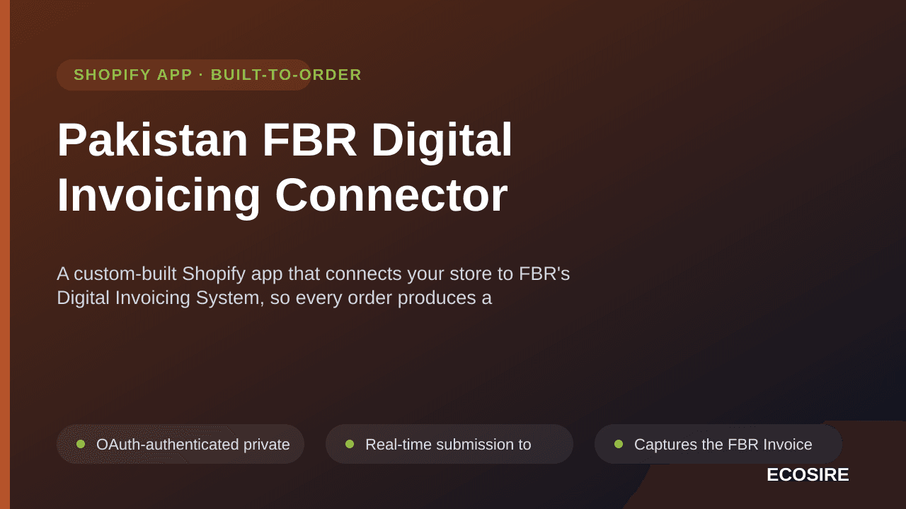 Pakistan FBR Digital Invoicing Connector — A custom-built Shopify app that connects your store to FBR's Digital Invoicing Sys — Image 1 of 3