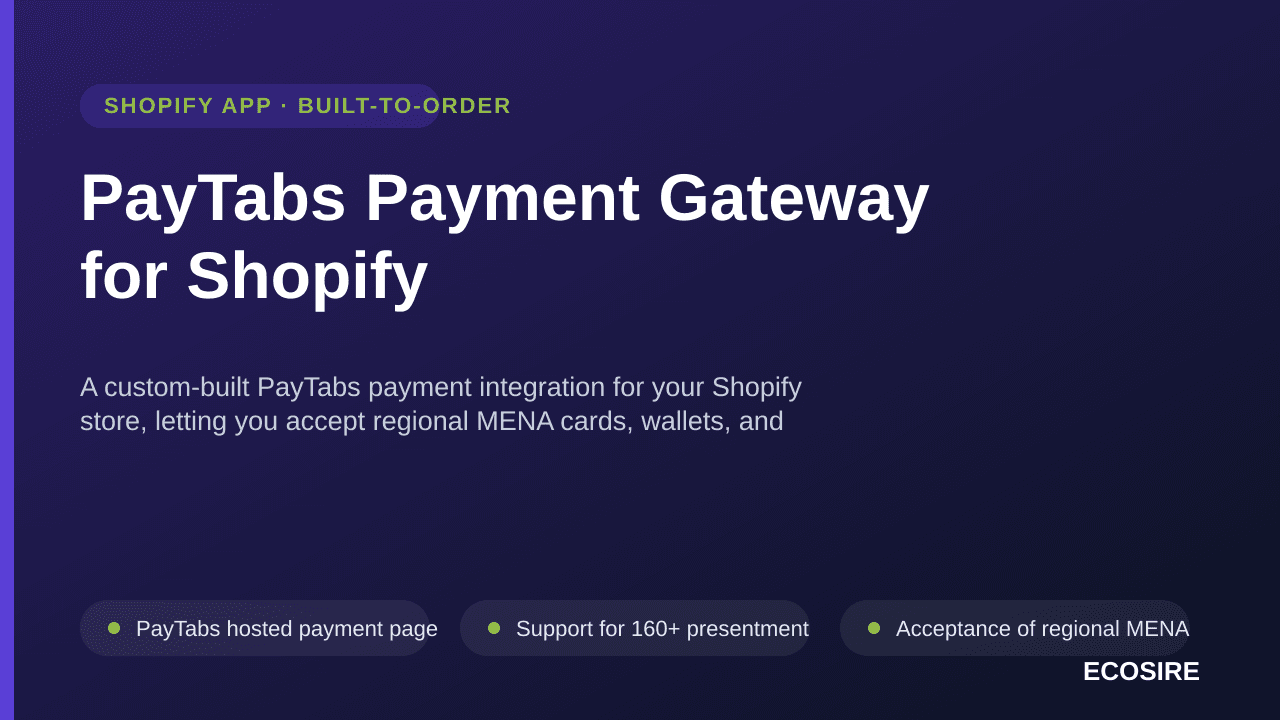 PayTabs Payment Gateway for Shopify — A custom-built PayTabs payment integration for your Shopify store, letting you accept r — Image 1 of 3
