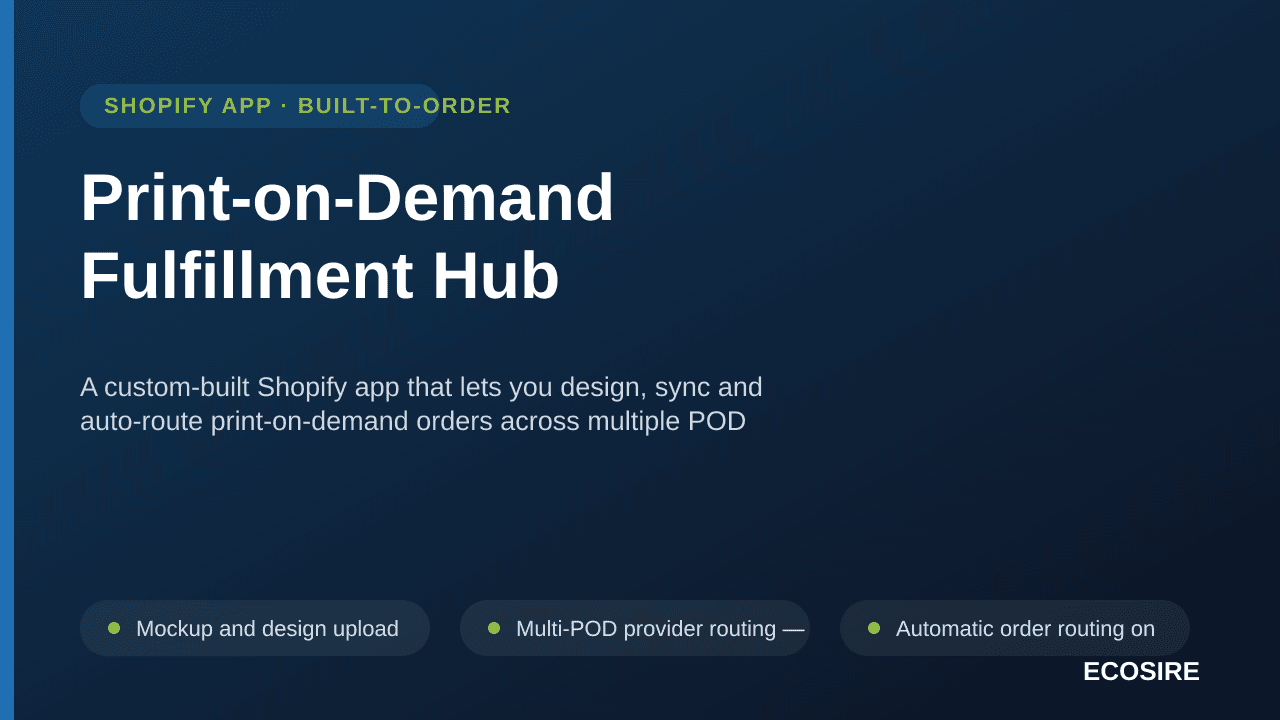 Print-on-Demand Fulfillment Hub — A custom-built Shopify app that lets you design, sync and auto-route print-on-demand orders — Image 1 of 3