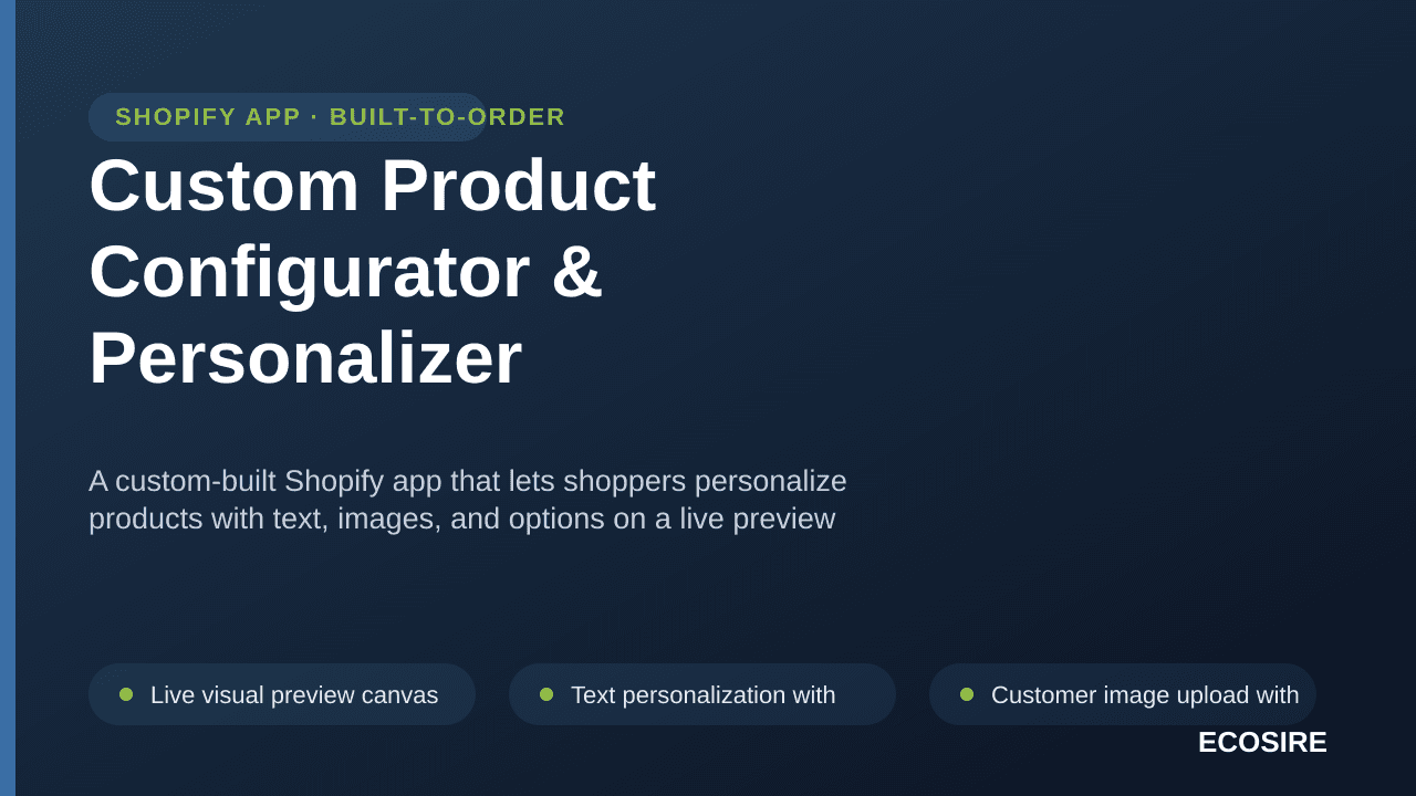Custom Product Configurator & Personalizer — A custom-built Shopify app that lets shoppers personalize products with text, im — Image 1 of 3