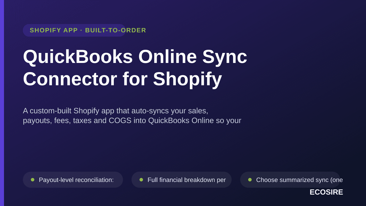 QuickBooks Online Sync Connector for Shopify