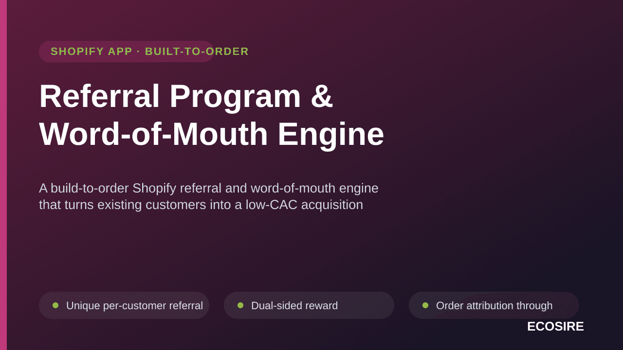 Referral Program & Word-of-Mouth Engine — A build-to-order Shopify referral and word-of-mouth engine that turns existing cust — Image 1 of 3