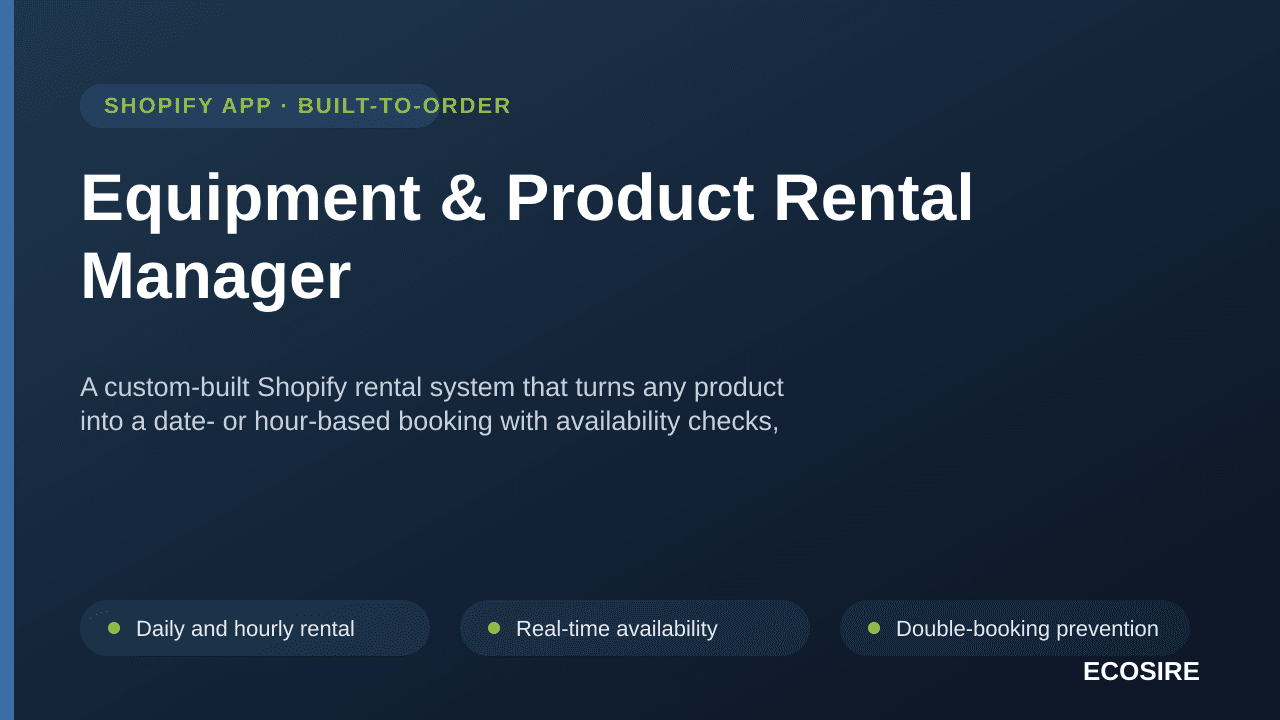 Equipment & Product Rental Manager — A custom-built Shopify rental system that turns any product into a date- or hour-based b — Image 1 of 3
