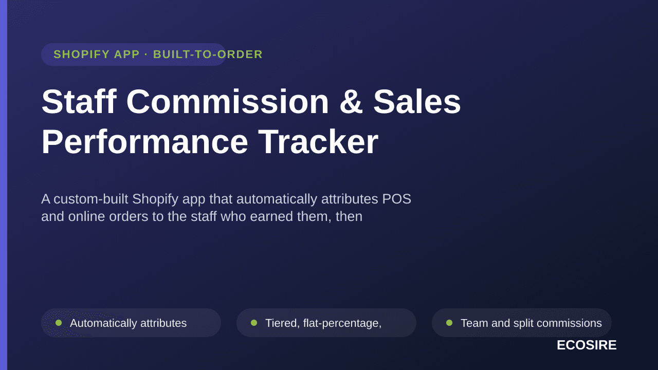 Staff Commission & Sales Performance Tracker — A custom-built Shopify app that automatically attributes POS and online orders — Image 1 of 3