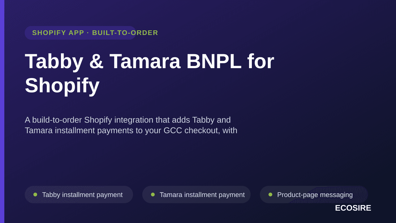 Tabby & Tamara BNPL for Shopify — A build-to-order Shopify integration that adds Tabby and Tamara installment payments to you — Image 1 of 3