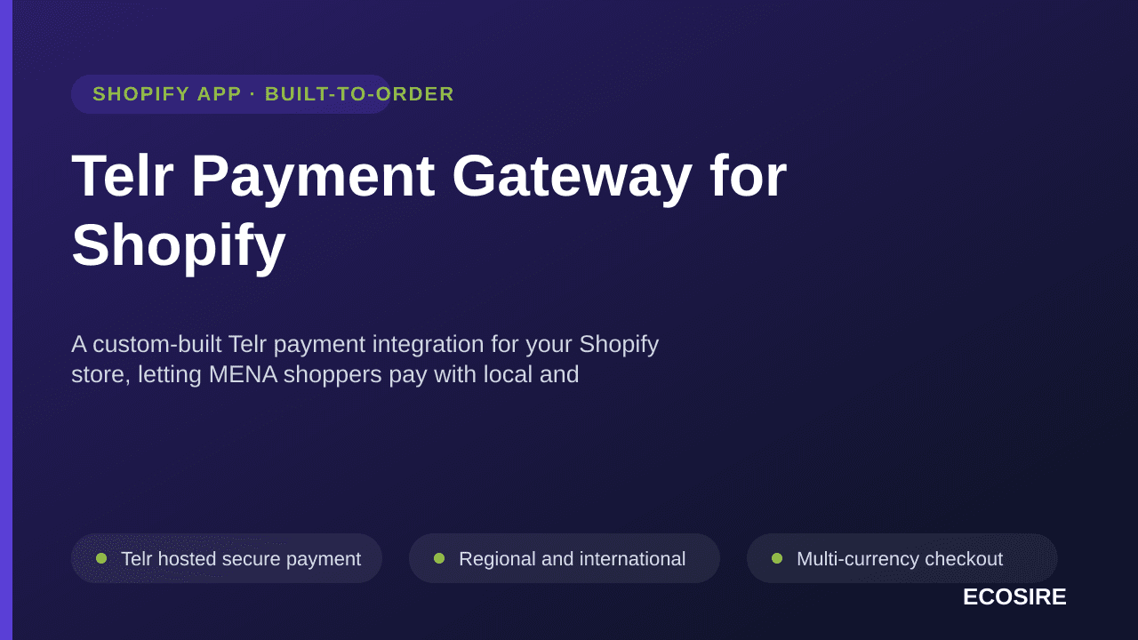 Telr Payment Gateway for Shopify
