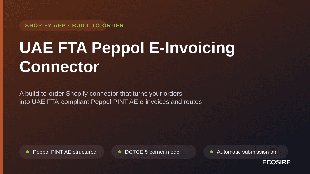 UAE FTA Peppol E-Invoicing Connector — A build-to-order Shopify connector that turns your orders into UAE FTA-compliant Peppo — Image 1 of 3
