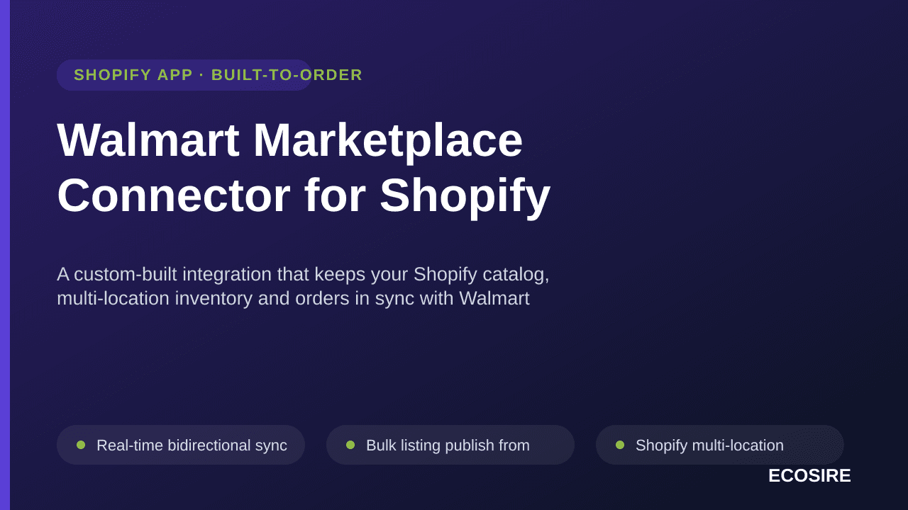 Walmart Marketplace Connector for Shopify — A custom-built integration that keeps your Shopify catalog, multi-location invent — Image 1 of 3