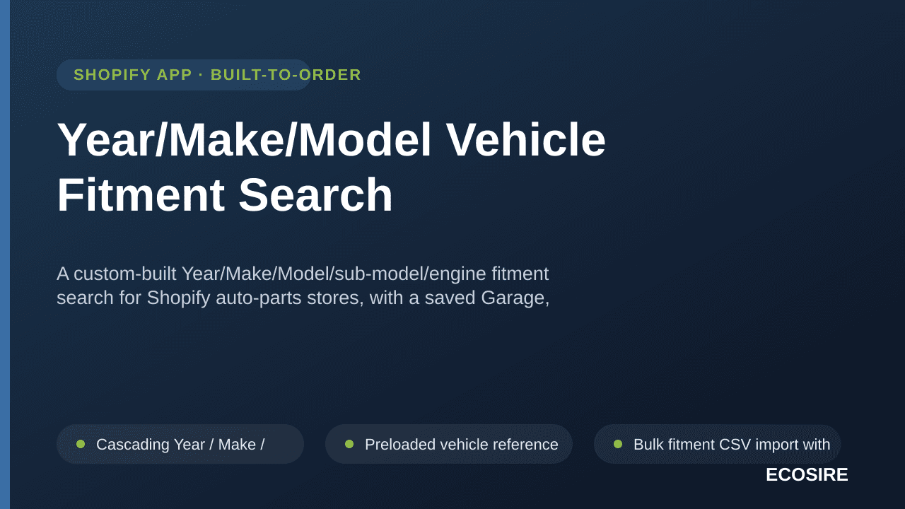 Year/Make/Model Vehicle Fitment Search — A custom-built Year/Make/Model/sub-model/engine fitment search for Shopify auto-part — Image 1 of 3