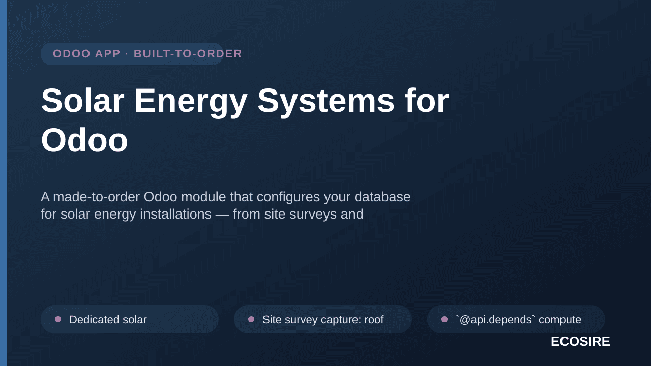 Solar Energy Systems for Odoo