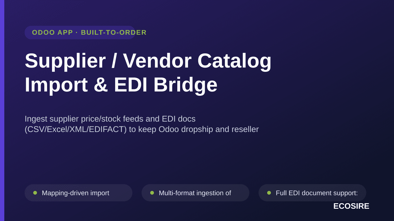 Supplier / Vendor Catalog Import & EDI Bridge — Ingest supplier price/stock feeds and EDI docs (CSV/Excel/XML/EDIFACT) to kee — Image 1 of 3
