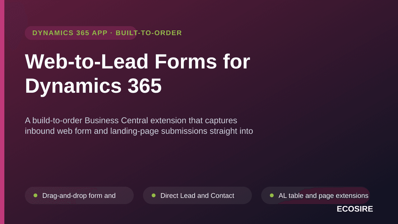 Web-to-Lead Forms for Dynamics 365 — A build-to-order Business Central extension that captures inbound web form and landing-p — Image 1 of 3