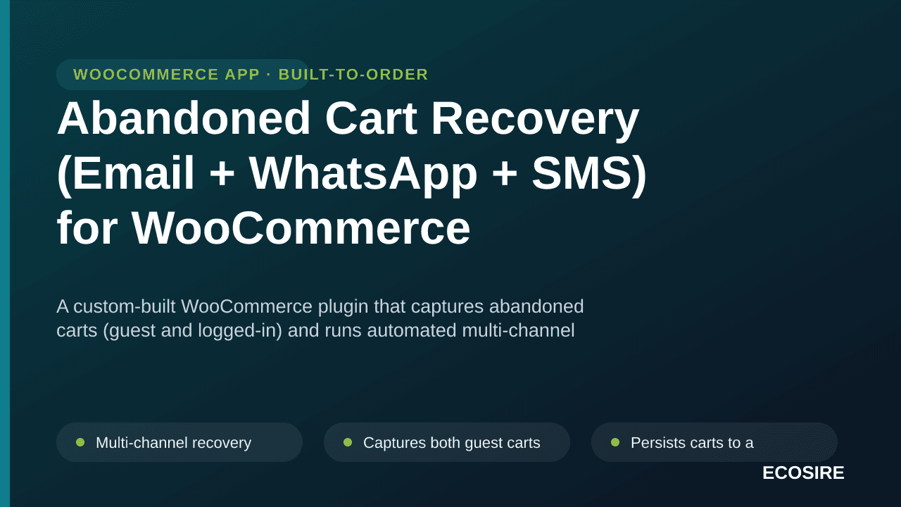 Abandoned Cart Recovery (Email + WhatsApp + SMS) for WooCommerce