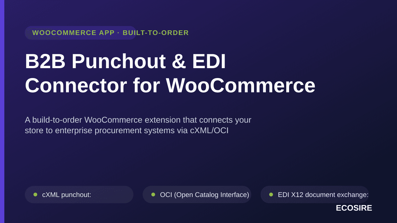 B2B Punchout & EDI Connector for WooCommerce — A build-to-order WooCommerce extension that connects your store to enterprise  — Image 1 of 3