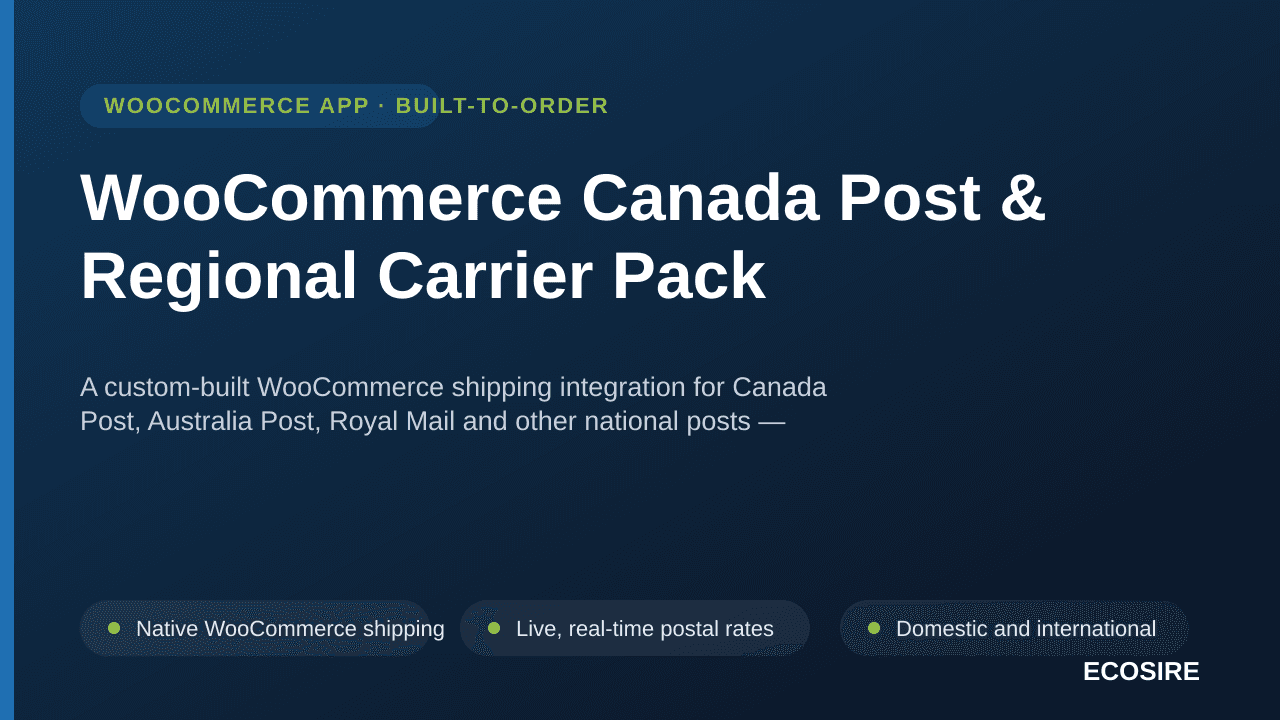 WooCommerce Canada Post & Regional Carrier Pack — A custom-built WooCommerce shipping integration for Canada Post, Australia  — Image 1 of 3