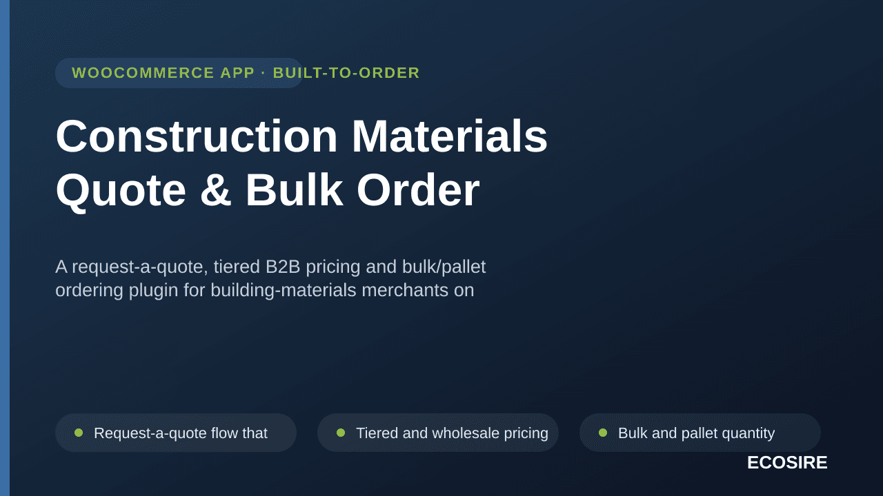 Construction Materials Quote & Bulk Order — A request-a-quote, tiered B2B pricing and bulk/pallet ordering plugin for buildin — Image 1 of 3