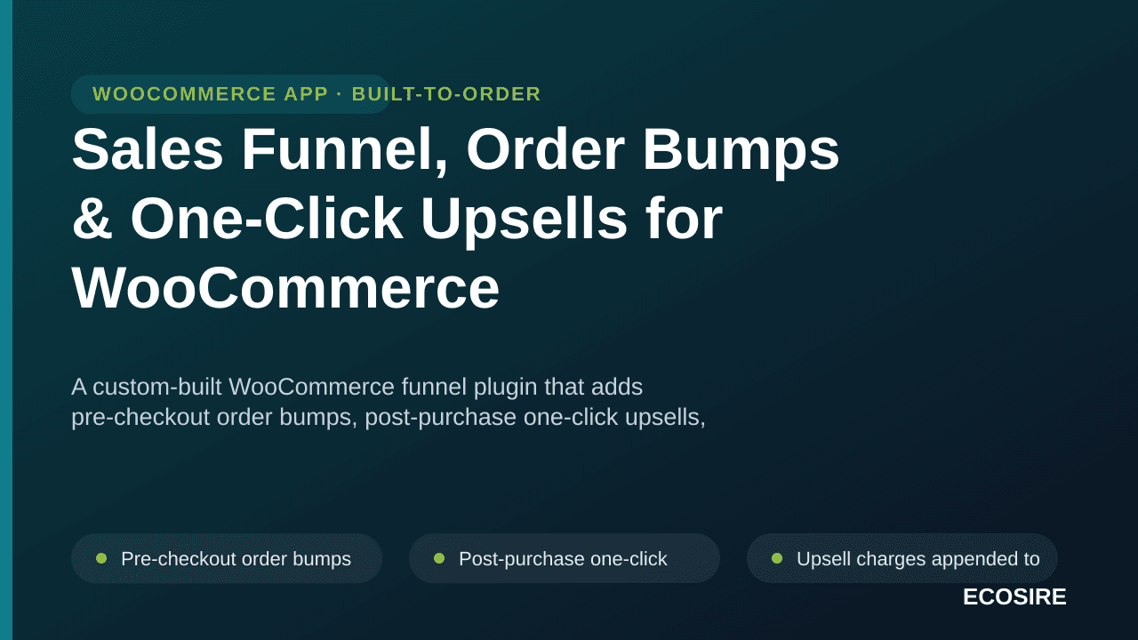 Sales Funnel, Order Bumps & One-Click Upsells for WooCommerce — A custom-built WooCommerce funnel plugin that adds pre-checko — Image 1 of 3