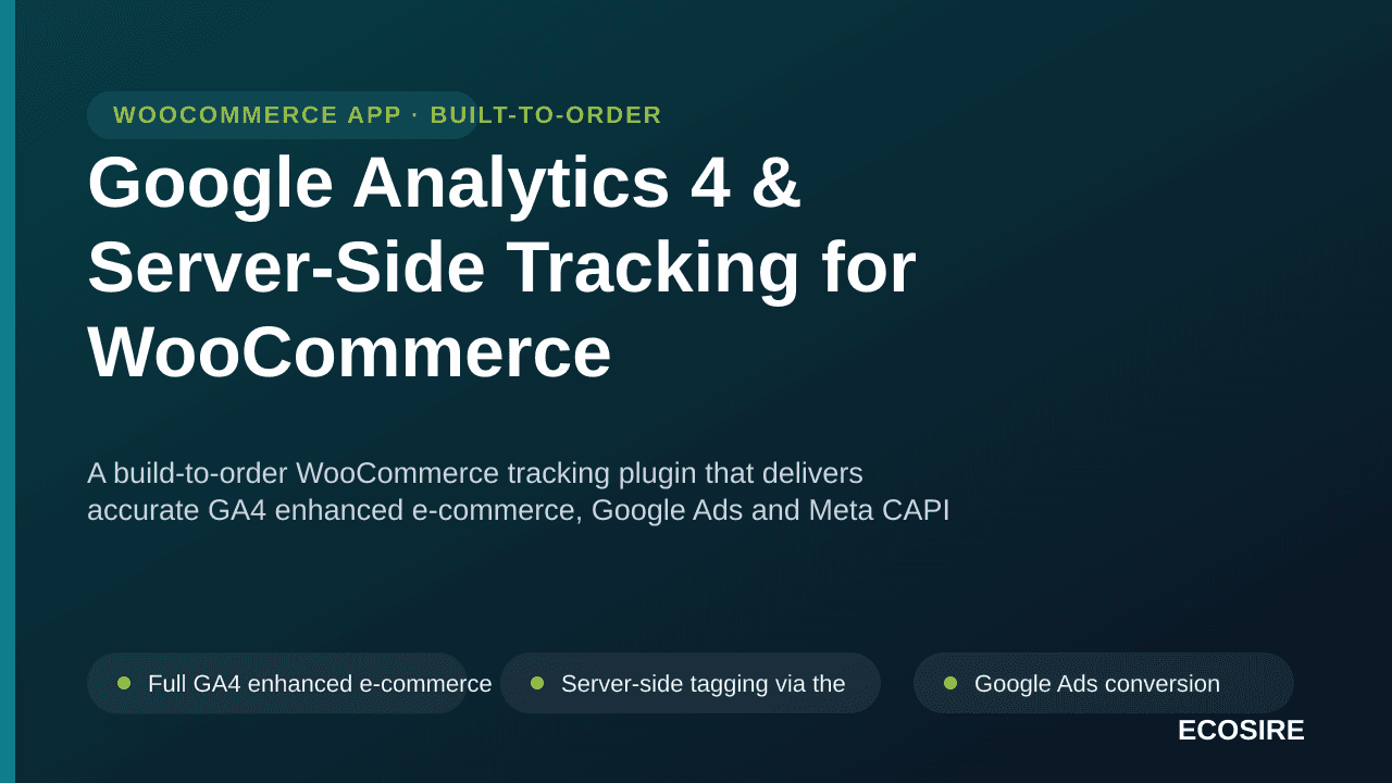 Google Analytics 4 & Server-Side Tracking for WooCommerce — A build-to-order WooCommerce tracking plugin that delivers accura — Image 1 of 3
