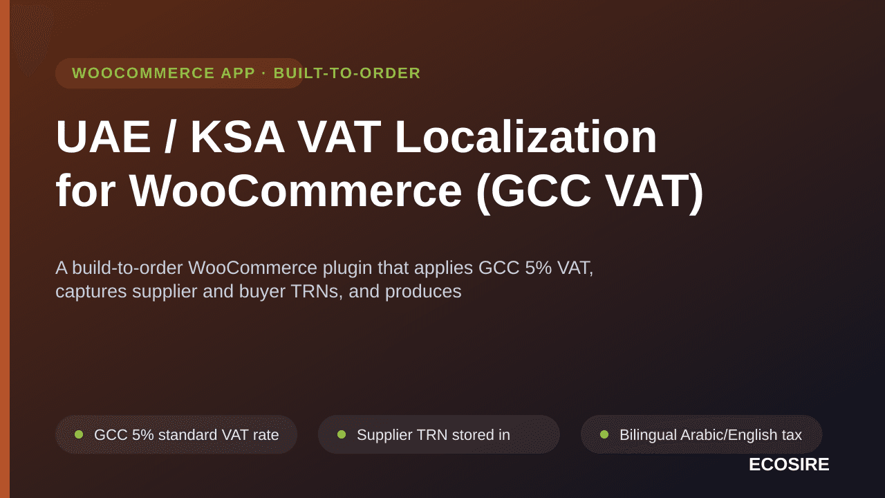 UAE / KSA VAT Localization for WooCommerce (GCC VAT)