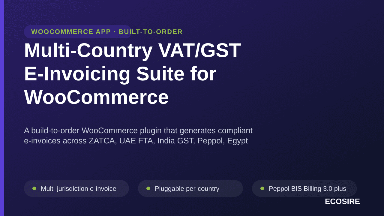 Multi-Country VAT/GST E-Invoicing Suite for WooCommerce — A build-to-order WooCommerce plugin that generates compliant e-invo — Image 1 of 3