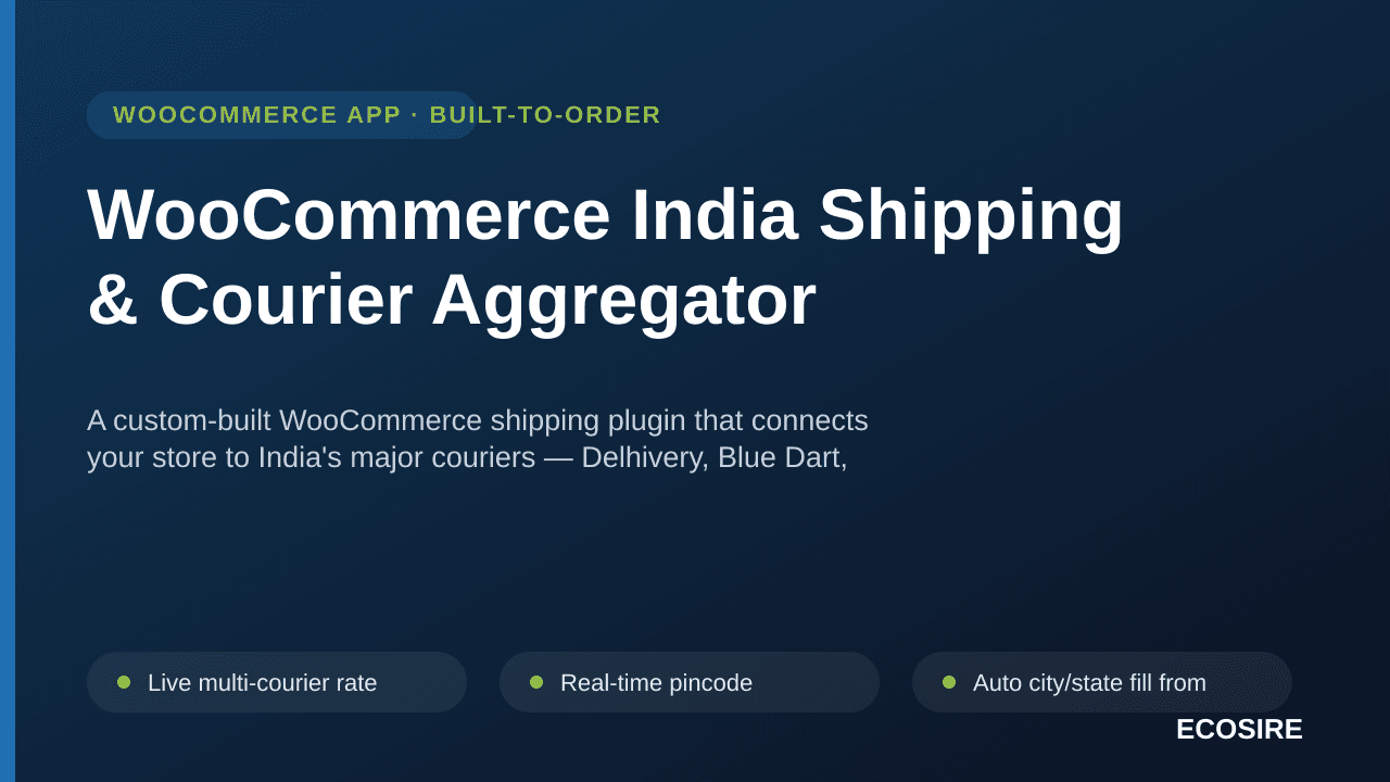 WooCommerce India Shipping & Courier Aggregator — A custom-built WooCommerce shipping plugin that connects your store to Indi — Image 1 of 3