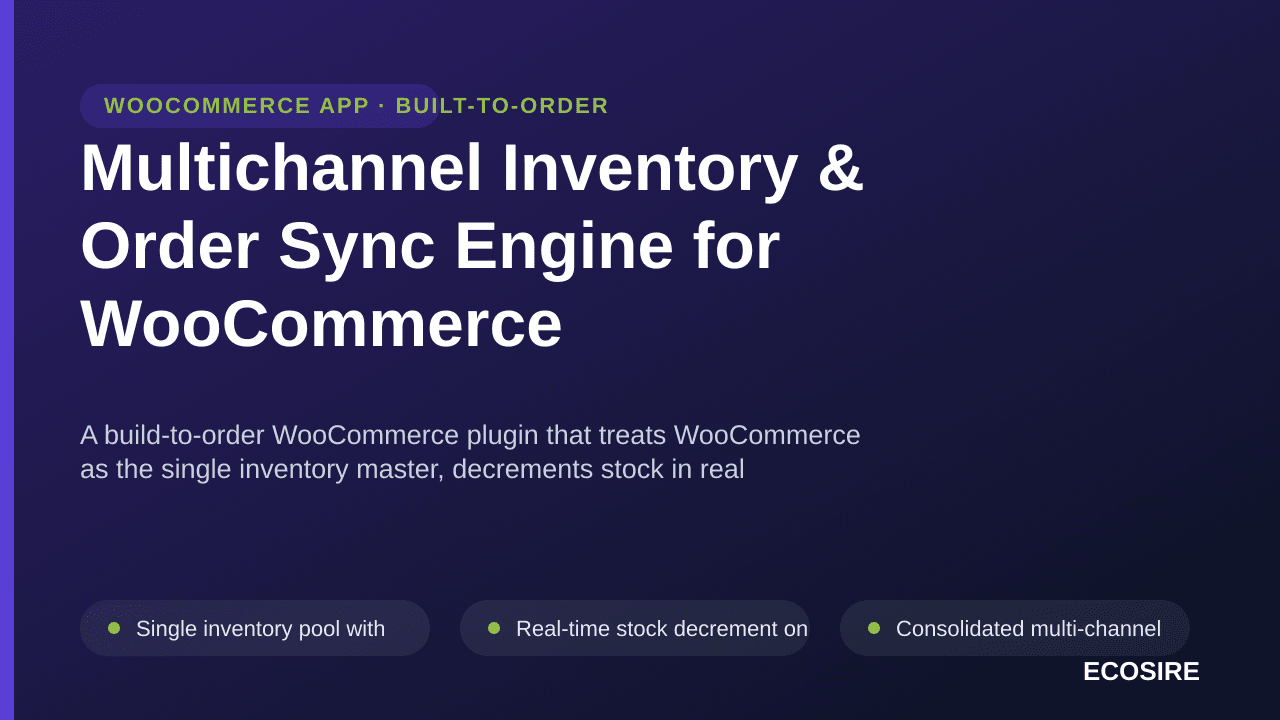 Multichannel Inventory & Order Sync Engine for WooCommerce — A build-to-order WooCommerce plugin that treats WooCommerce as t — Image 1 of 3